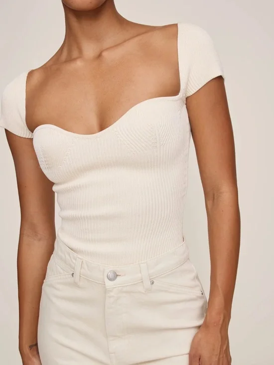 Instasculpt Ribbed Knit Heart Top - Picture 1 of 5